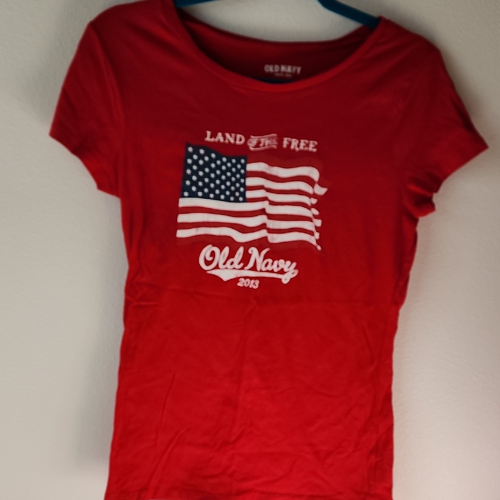 Old Navy Red Short Sleeve Tee with Patriotic Graphic
